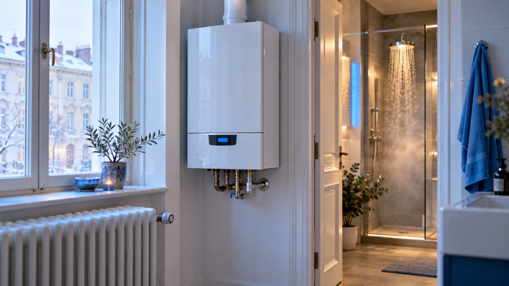 Boiler, Dusche und Heizkörper im Wiener Altbau
